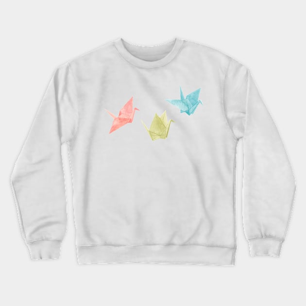 Origami Crane Watercolour Painting (landscape version) Crewneck Sweatshirt by Flowering Words